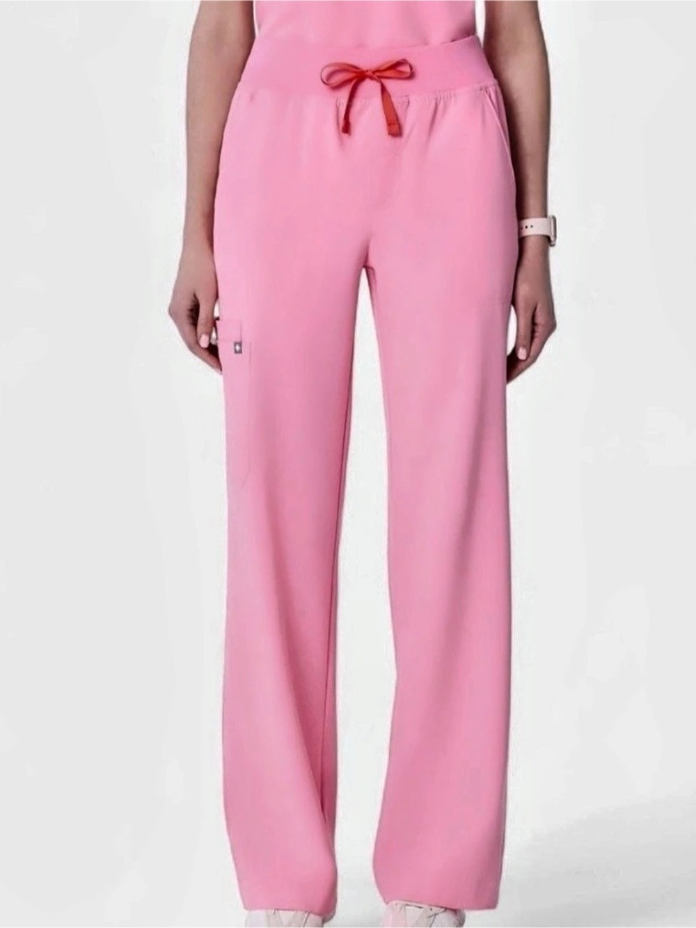 FIGS Women's Isabel High-Rise Wide-Leg Scrub Pant Sunrise pink Large